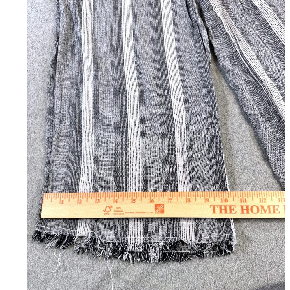Caslon‎ Linen Blend Wide Leg Cropped Pants Womens Medium Striped Elastic Waist